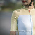 Color de contraste camisón de ciclismo curto de cor curta para mulleres